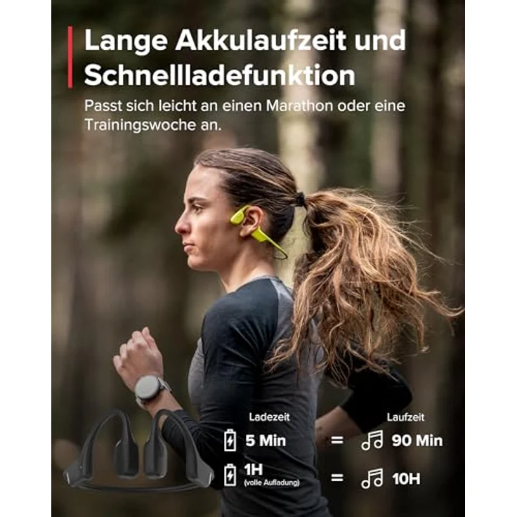 SUUNTO Sonic Kopfhörer mit Knochenleitung, kabellos, Sport-Kopfhörer, Komfort mit freien Ohren, Bluetooth 5.2, IP55 wasserdicht, 10 Stunden Akkulaufzeit, ideal für Laufen, Radfahren, 31 g, schwarz – Bild 3