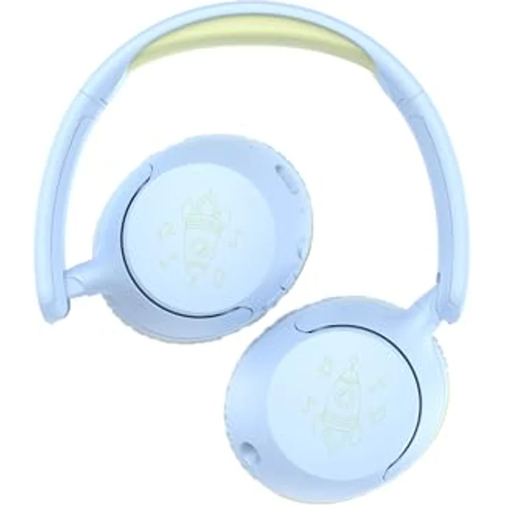 DCU PlaySafe Kids Kinder-Kopfhörer, 3-in-1 mit Bluetooth und Kabel, Lautstärkenbegrenzung 85 dB, 45 Stunden Akkulaufzeit, Blau und Gelb – Bild 2
