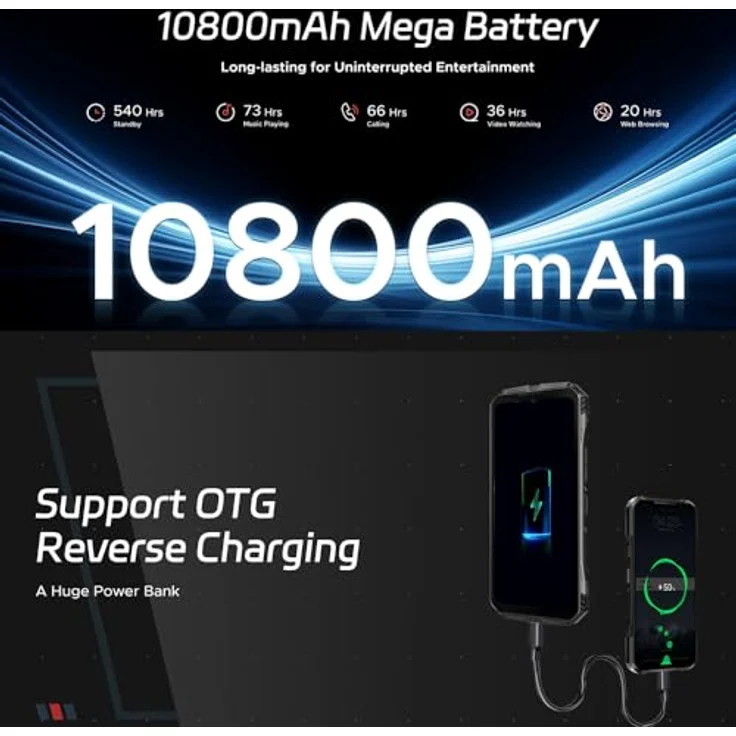 DOOGEE S cyber Smartphone (6.58 Zoll, 50 MP Kamera, Android 14.0, 20 GB+256 GB, 10800mAh, NFC, OTG) – Bild 4
