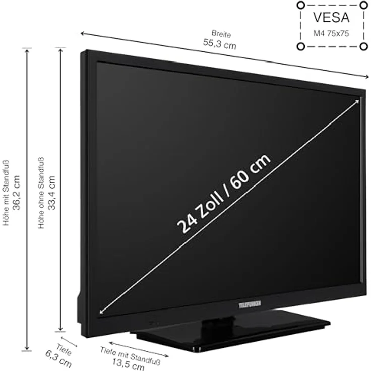 Telefunken 24 Zoll Smart TV VIDAA XH24VP550M HD Fernseher, Schwarz, HDR TV mit Triple-Tuner – Bild 3