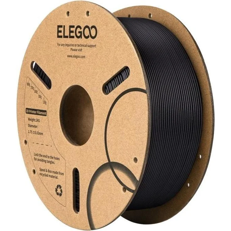 Elegoo PLA-CF Filament (Black, 1000 g), 3D-Druckmaterial in Schwarz mit Carbonfaser-Zusatz