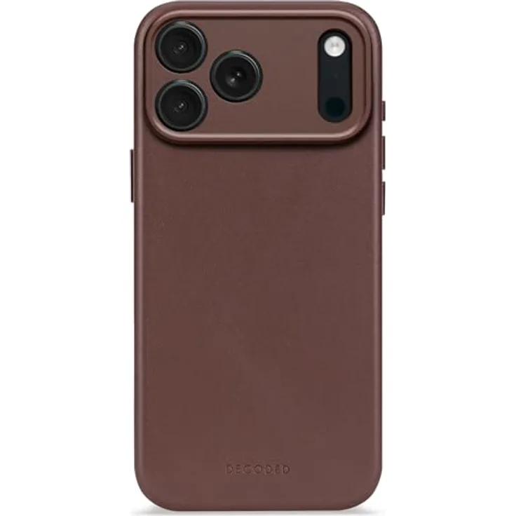 Decoded Lederhülle für iPhone 17 Pro Max, Premium ECCO Leder, MagSafe Kompatibel, Vollständiger Kameraschutz, Metalltasten, Braun