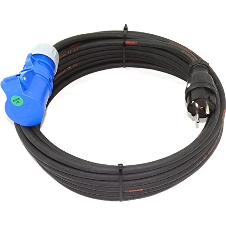 netbote24 PCE Schuko Vollgummi auf CEE Adapter TITANEX H07RN-F 3G1,5 3x1,5 50m, schwarzes Verlängerungskabel IP44 für Außenbereich & Industrie – Bild 1