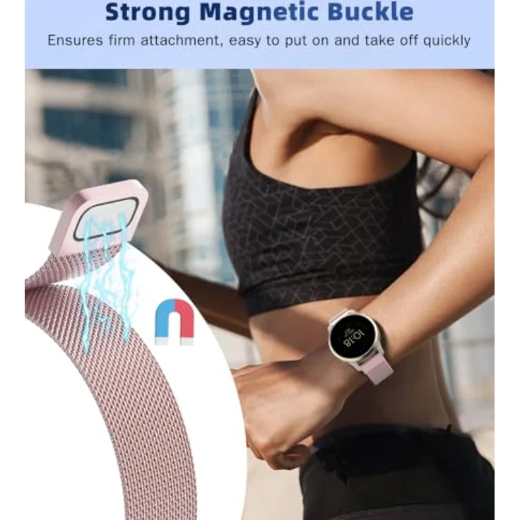 Astorgos 18 mm Metall Armband, kompatibel mit Garmin Venu 3S/4 41 mm/2S, atmungsaktives Edelstahl-Mesh-Design mit magnetischem Verschluss, wasserdicht und einstellbar für Handgelenke von 5,5" bis 8,6" – Bild 4