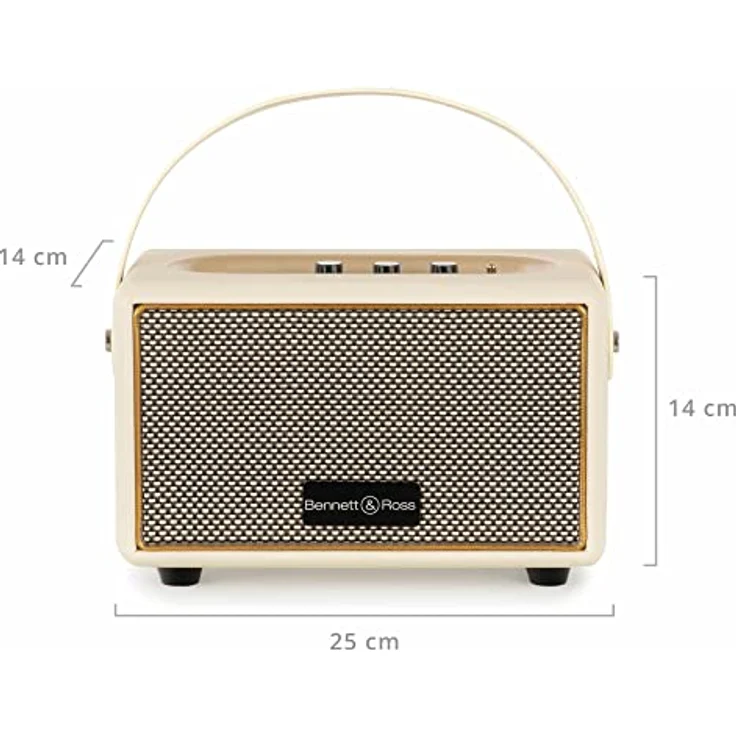 Bennett & Ross BB-820CW Blackmore Junior Version 2020 - Retro Bluetooth Lautsprecher in Lederoptik mit 5200 mAh Akku - Vintage Speaker mit 20W - MicroSD-Eingang mit MP3-Player - Aux-in - Weiß – Bild 4