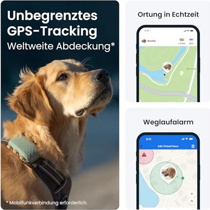 Tractive Dog XL GPS-Lokalisierer, Echtzeit-Ortung für große Hunde, grün – Bild 2