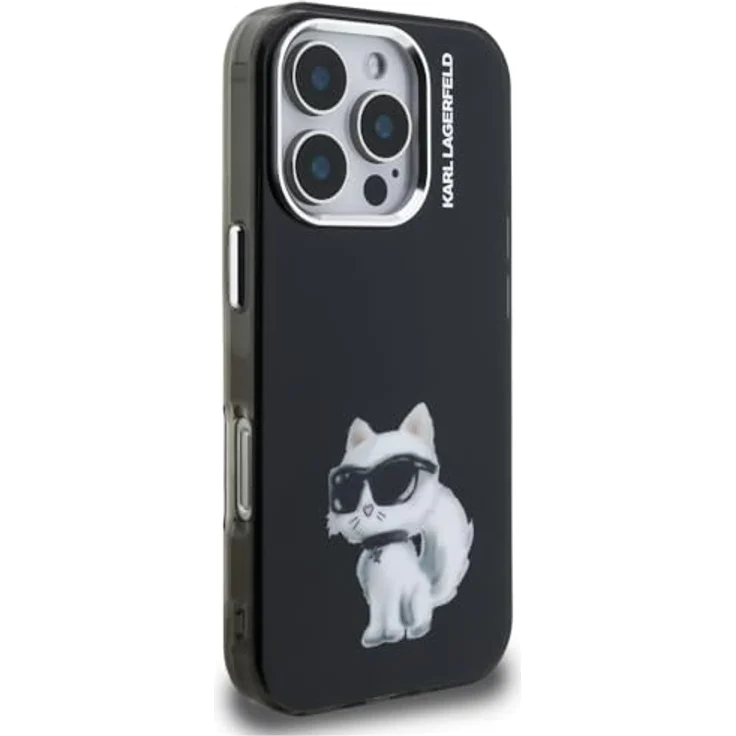 CG MOBILE Karl Lagerfeld IML Aquarelle Choupette & Logo Schutzhülle für iPhone 16 Pro Max, schwarz, TPU / PC Material – Bild 4