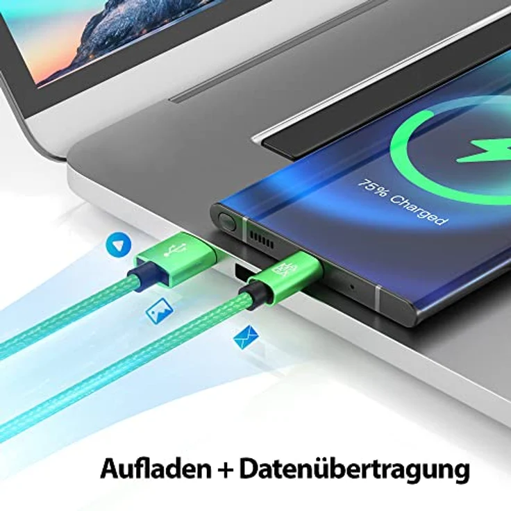 JAMEGA USB-C Kabel Nylon, 0,5m Schnell Ladekabel mit Hochgeschwindigkeits-Datentransfer bis zu 5 Gbps, kompatibel mit Samsung, Huawei, HTC, LG – Bild 3