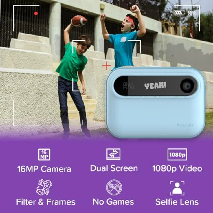 myFirst Insta 20, Sofortdruck-Digitalkamera für Kinder mit 16 MP und 1080P, Thermodruck, ohne Tinte, blau – Bild 2