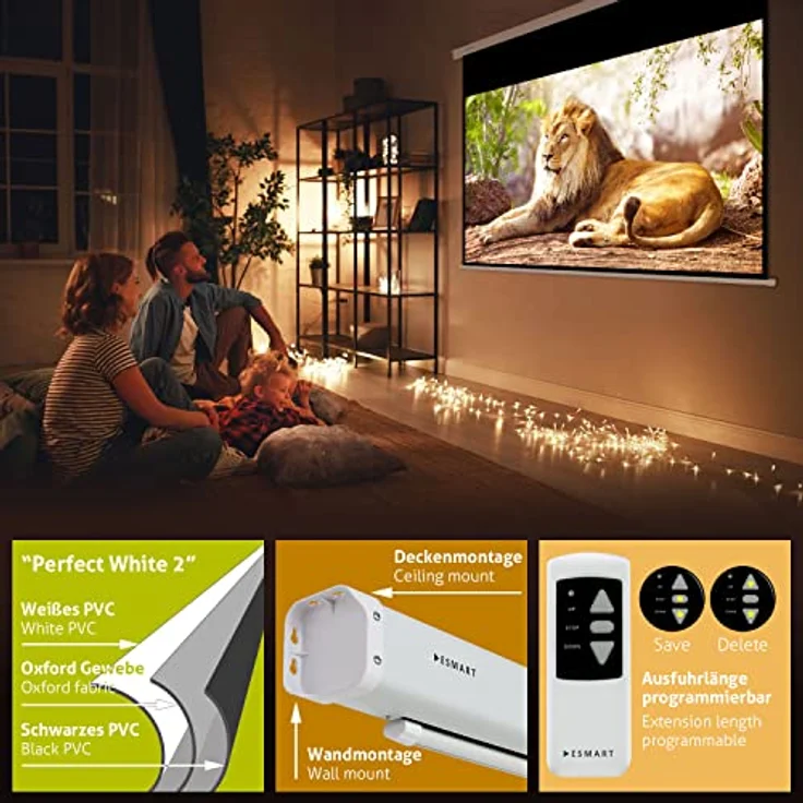 ESMART Professional MIMOTO Motor Leinwand 237 x 148 cm (110'') 16:10 – Bild 3