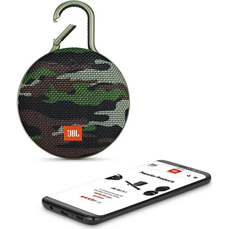JBL Clip 3 Bluetooth Lautsprecher - Wasserdichte, tragbare Musikbox mit praktischem Karabiner - Bis zu 10 Stunden kabelloses Musik Streaming, Camouflage – Bild 7
