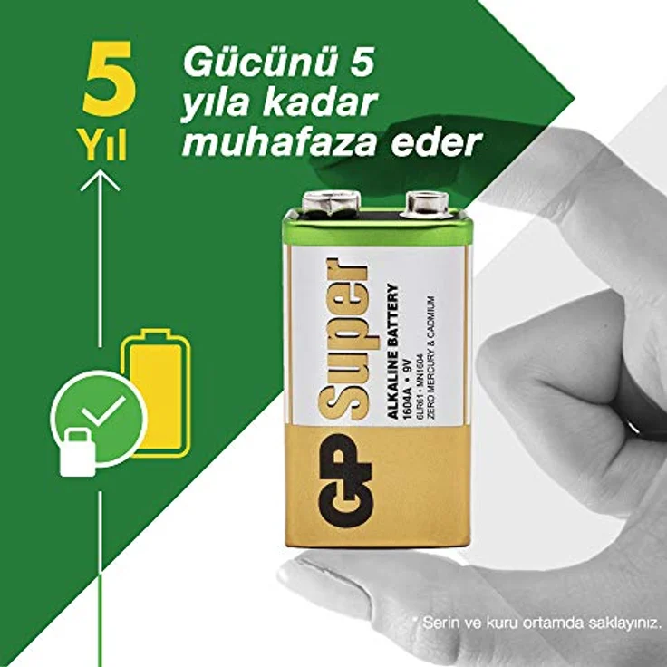 GP Batterie Alkaline (9 Volt E-Block, 6LR61) – Bild 5