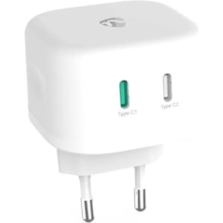 NEDIS Netzladegerät - 45 W - GaN - Schnellladefunktion - 2.25 A / 3.0 A - Anzahl der Ausgänge: 2-2X USB-C - Automatische Spannungswahl