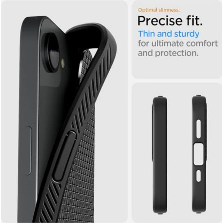 Spigen iPhone 16e Hülle [rutschfest] Liquid Air Case Schutzhülle - Matte Black – Bild 3
