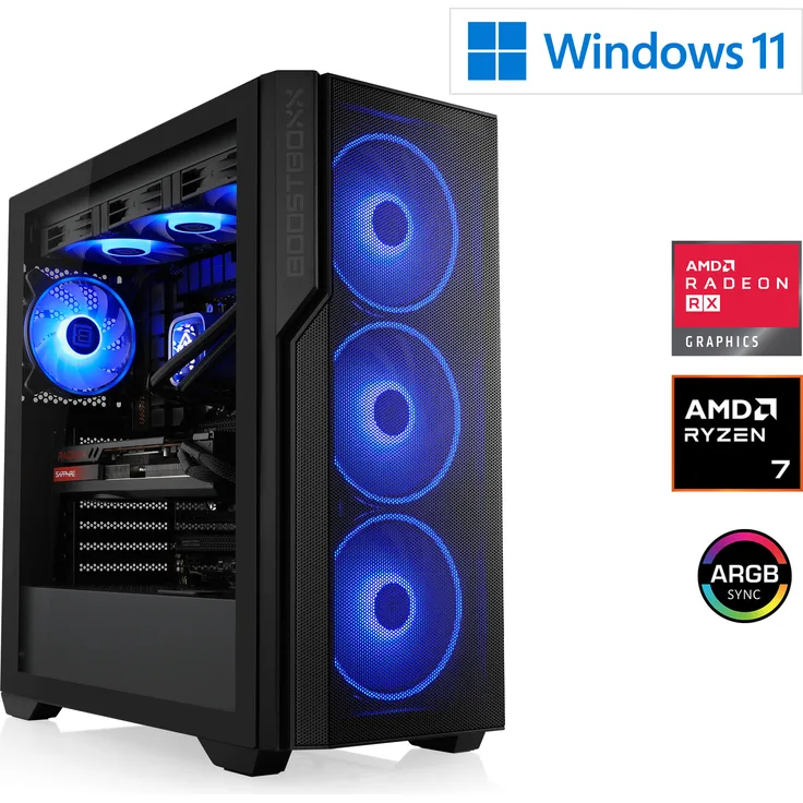 CSL Gaming PC M12300H, AMD Ryzen 7 9800X3D 4700 MHz, Radeon RX 9070 XT, 32 GB DDR5, 2000 GB, Windows 11 Home, USB 3.2
