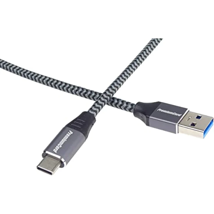 PremiumCord USB-C auf USB 3.0 Verbindungskabel 3m, Datenkabel SuperSpeed bis zu 5Gbit/S, Schnellladung bis zu 3A, USB 3.1 Generation 1 Typ C Stecker, Textilkabel Geflecht, Farbe Schwarz, Länge 3m – Bild 3