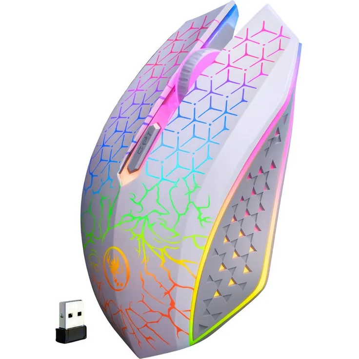S&T Design RGB Gaming Maus, Kabellos Wireless, Bluetooth 5.2, 1600 dpi, Ergonomisch, Leise für PC/MacBook/Laptop