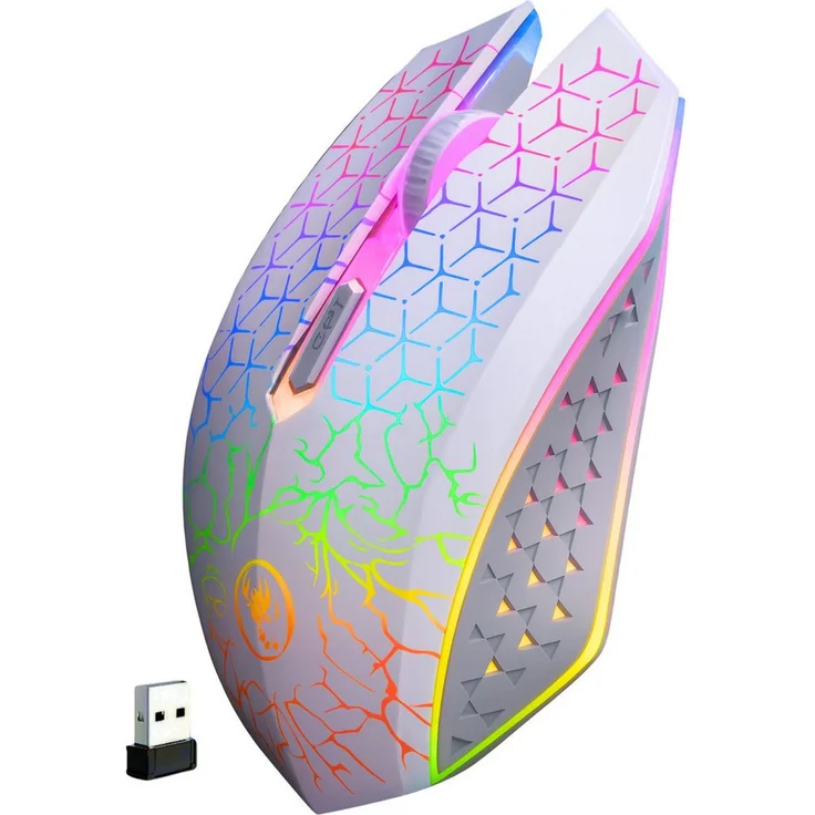 S&T Design RGB Gaming Maus, Kabellos Wireless, Bluetooth 5.2, 1600 dpi, Ergonomisch, Leise für PC/MacBook/Laptop