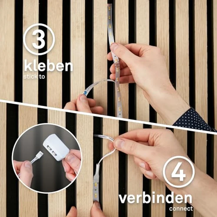 BRILONER Pimp your Panel LED Strip Erweiterungsset, Warmweiß, 2,6m, Weiß - Zimmer Deko, Kürzbare Flexibilität, Konsistente Lichtqualität – Bild 5