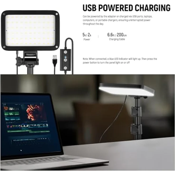 NEEWER BASICS LED Videolicht Panel, 2er Pack Bi Color dimmbare Studioleuchten mit Ständern, 3200K-5600K, CRI 95, 750Lux, tragbar für Videoaufnahme und Live Streaming – Bild 4