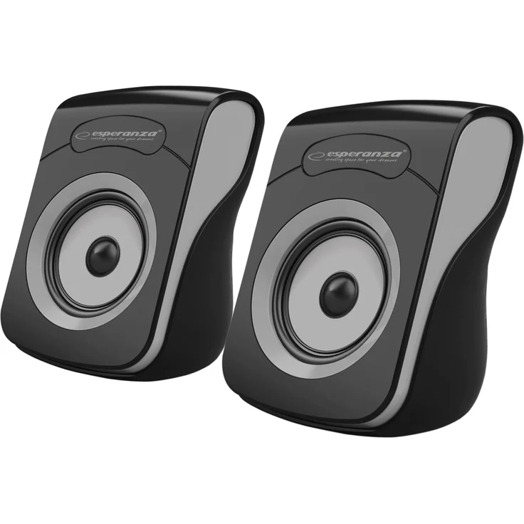 ESPERANZA Speakers 2.0 USB Flamenco, PC-Lautsprecher mit 6 Watt Gesamtleistung, schwarz/grau