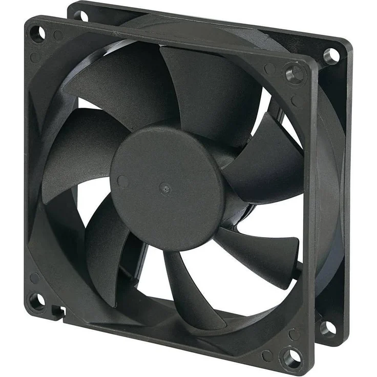 Tru Components Wasserfester Axiallüfter 80 mm, IP58 Schutz, leiser Betrieb mit 26 dB, schwarz