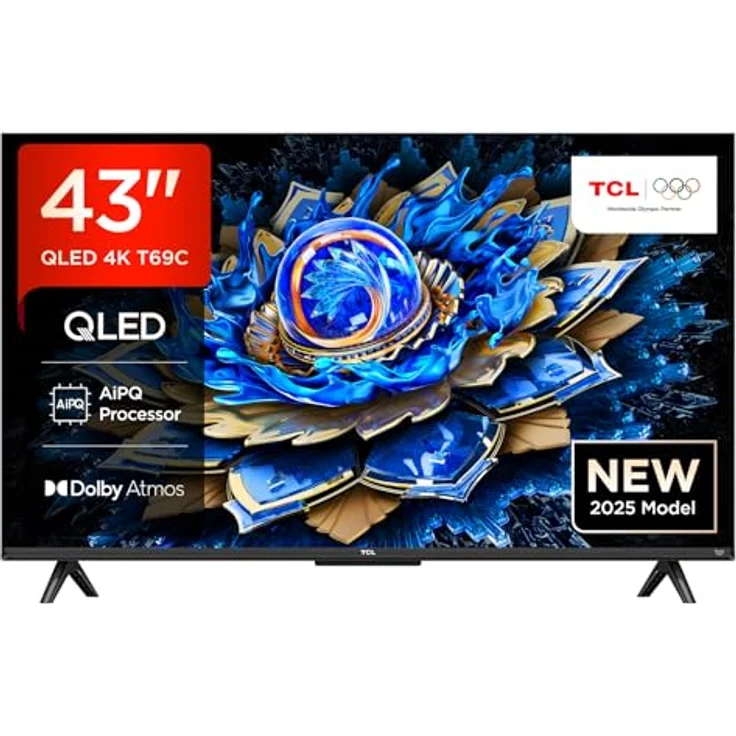 TCL 43T69C, 43 Zoll QLED Direct LED TV, 4K HDR Smart Google TV mit Dolby Vision & Atmos, Game Master, Motion Clarity, kompatibel mit Google Assistant & Alexa – Bild 1