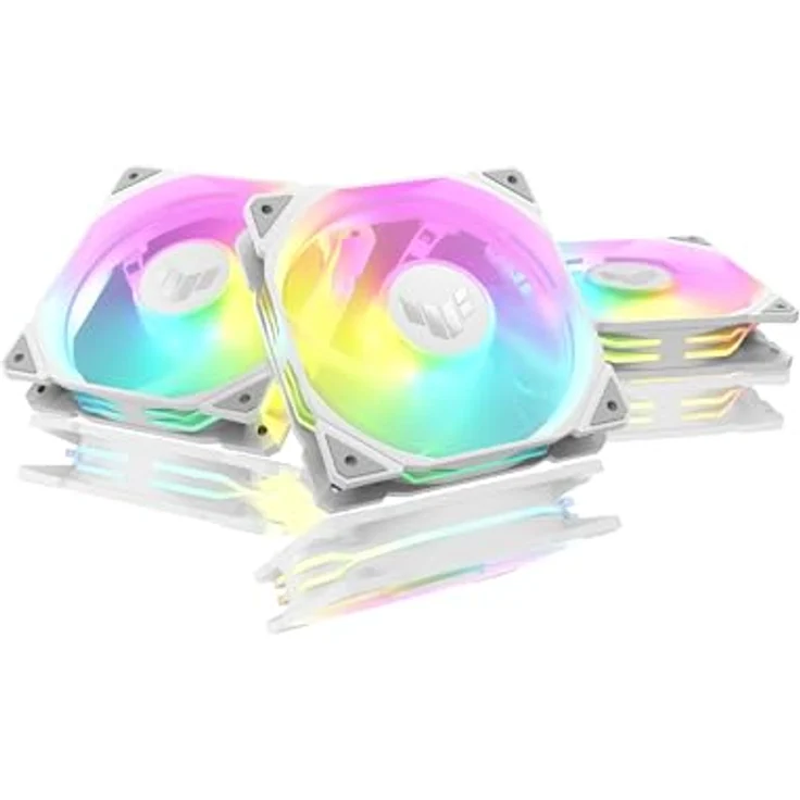 ASUS TUF Gaming TR120 ARGB Reverse Blade White 3IN1 Gehäuselüfter 3er Pack, 120mm PWM PC Lüfter mit 16 einzeln adressierbaren RGB-LEDs, hoher Luftstrom, weiß – Bild 1