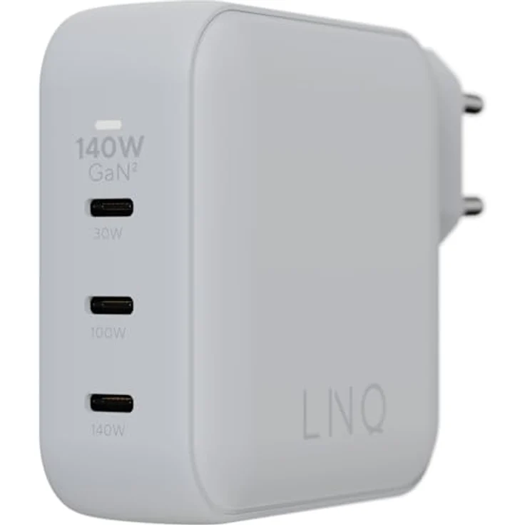 LinQ 140W GaN2 Wall Charger, USB Ladegerät mit 3 USB-C PD-Anschlüssen, Weiss – Bild 4