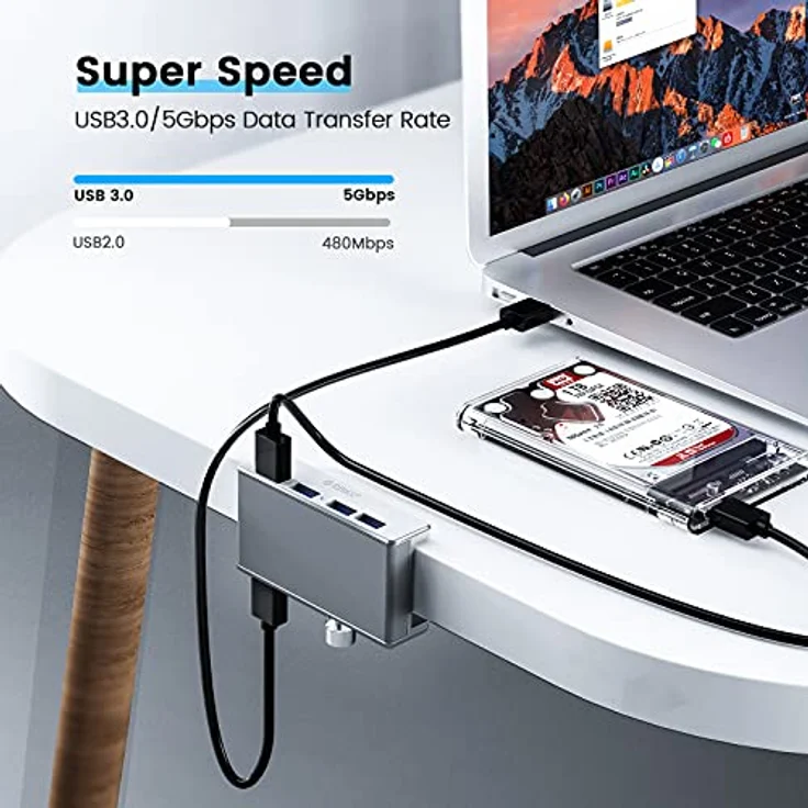 ALLNET ALL-USB3-HUB-4-CLIP Schnittstellen-Hub USB 3.2 Gen 1 (3.1 Gen 1) Type-A 5000 Mbit-s Silber ( ALL-USB3-HUB-4-CLIP ) – Bild 6