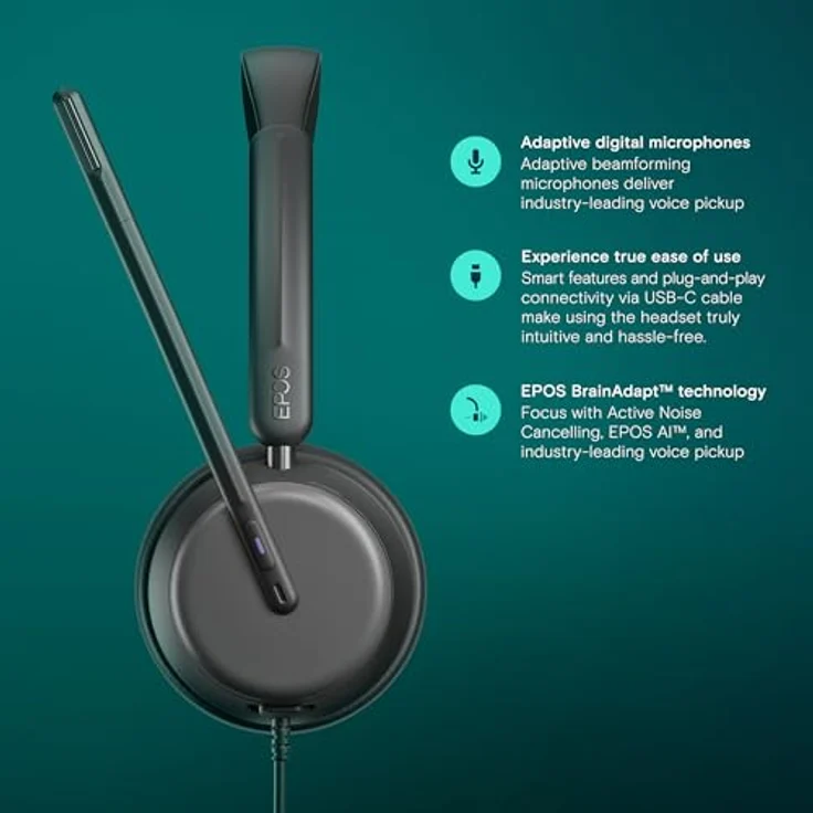 EPOS Impact 860T ANC - USB-C Headset für offene Büroumgebungen, Super-Wideband-Audio, Microsoft Teams zertifiziert – Bild 3