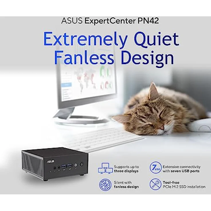 Asus PN42-SN004AV Mini-PC, Intel N-series N100, 4 GB DDR4-SDRAM, 128 GB SSD, Windows 11 Pro, Schwarz – Bild 5