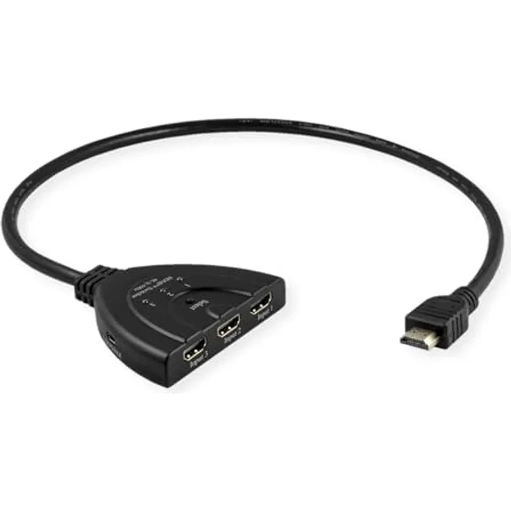 VALUE 4K HDMI Switch, 3-Fach mit Umschaltung bis 4K60, automatische Erkennung, für drei HDMI-Quellen