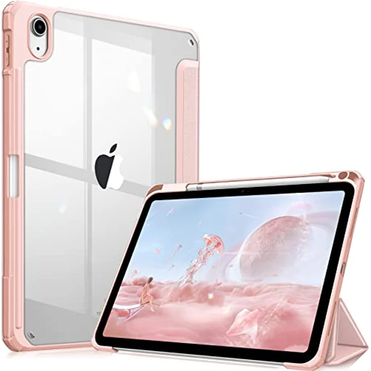 Fintie Hybrid Hülle für iPad 10. Generation 2022 (10.9 Zoll) mit Stifthalter - Stoßfeste Schutzhülle mit transparenter Hartschale auf der Rückseite, Roségold – Bild 1