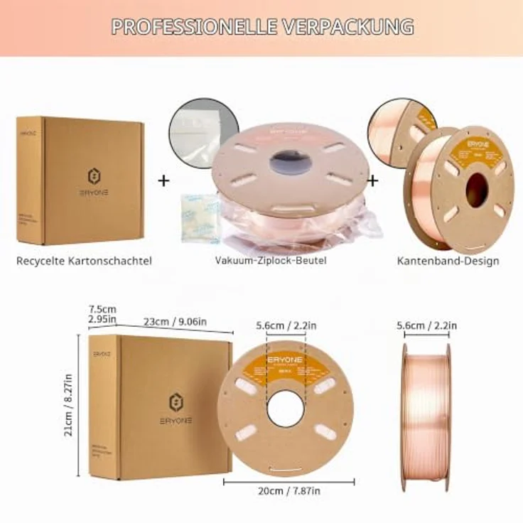 ERYONE Silk PLA Filament 1.75 mm, 1 kg Spule, Seiden PLA Apricot, hohe Druckqualität, kompatibel mit gängigen 3D-Druckern – Bild 4