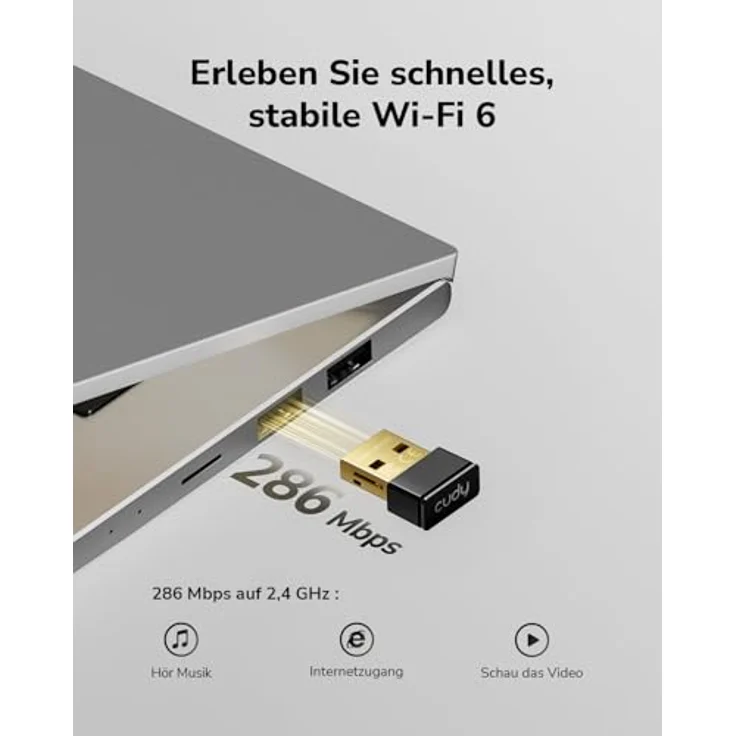 Cudy AX300 Wi-Fi 6 Nano-USB-Adapter, 286 Mbit/s, ultrakompakt, Soft-AP, Windows-kompatibel, WU300 – Bild 3