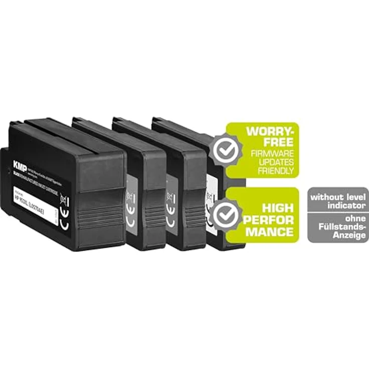 KMP Tintenpatrone 3HZ52AE, 4er Set schwarz/cyan/magenta/gelb, kompatibel mit HP 953XL, Nachfülltinte für bis zu 2.300 Seiten schwarz und 2.000 Seiten farbig – Bild 3