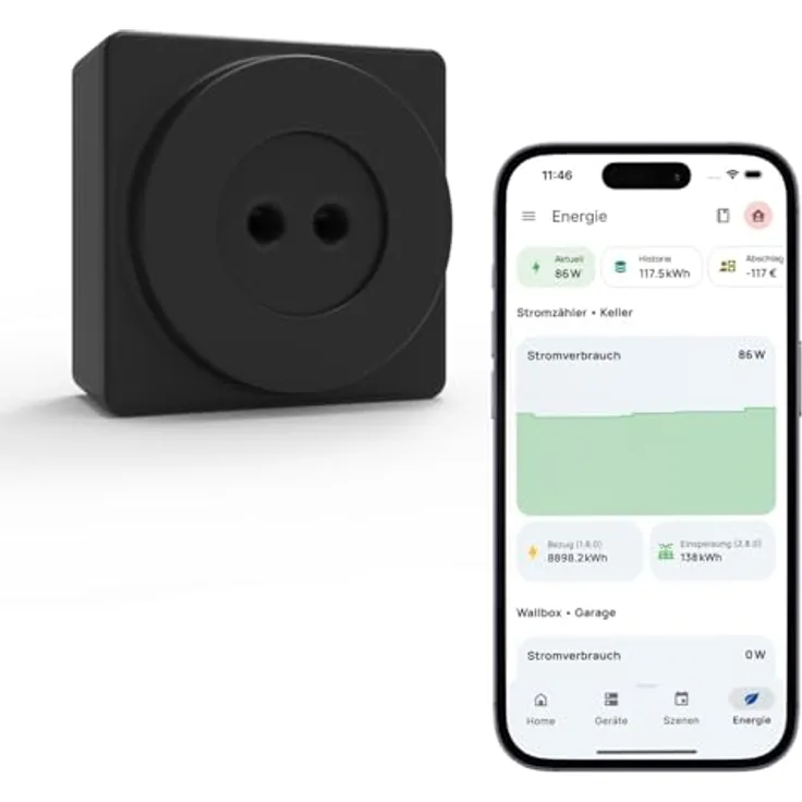 everHome EcoTracker IR, Smartmeter Stromzähler EHZ mit Plug & Play Installation, Echtzeit-Energieverbrauchsmessung und App-Anbindung