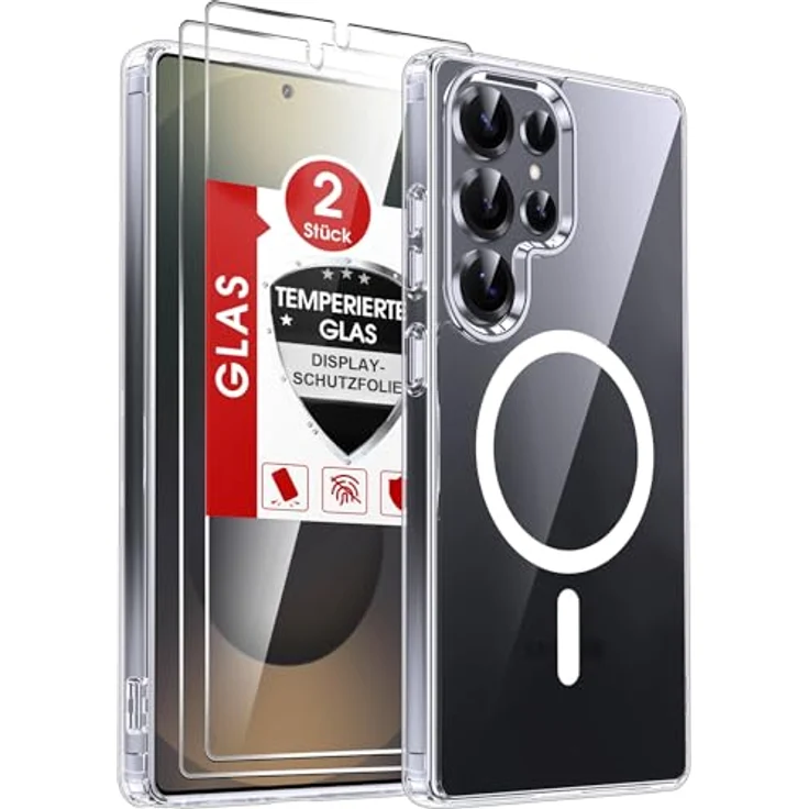 LeYi HD Klar Hülle für Samsung Galaxy S25 Ultra, Militärischer Schutz, Stoßfest, Inklusive 2x Panzerglas, Transparent mit MagSafe kompatibel – Bild 1