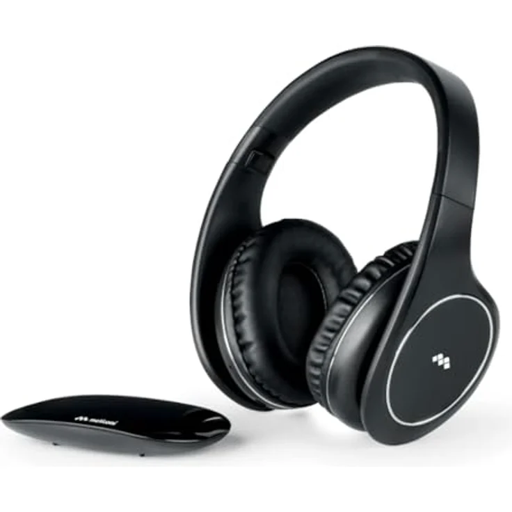 Meliconi Digital Smart Bluetooth Kopfhörer, Ergonomische Wireless TV Kopfhörer, Kompakte USB-Basis und langlebige Batterie, 2 Übertragungskanäle, in Schwarz – Bild 1
