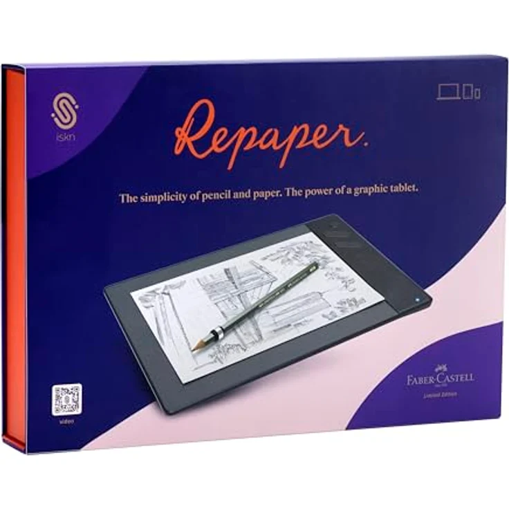 iskn Repaper Faber-Castell Edition Grafiktablett mit 8192 Druckstufen und 2B Castell 9000 Bleistift, A5 Format – Bild 2