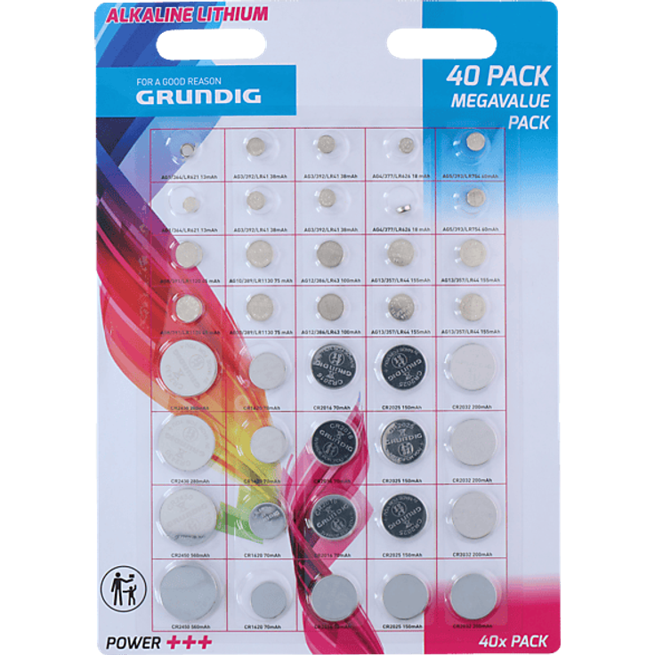 GRUNDIG 251783 AG/CR Batterie, 40 Stück Packung, langlebig und zuverlässig