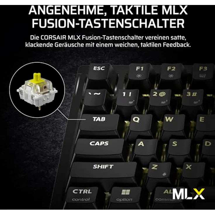 Corsair K65 Plus Wireless TKL Gaming Tastatur, TKL (75%), Corsair MLX Fusion – schwarz, ISO (DE) – Bild 4