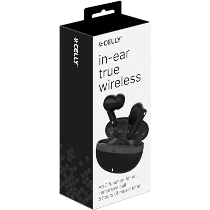 Celly True Wireless Kopfhörer mit aktiver Geräuschunterdrückung (ANC), HD-Mikrofon, Schwarz – Bild 6