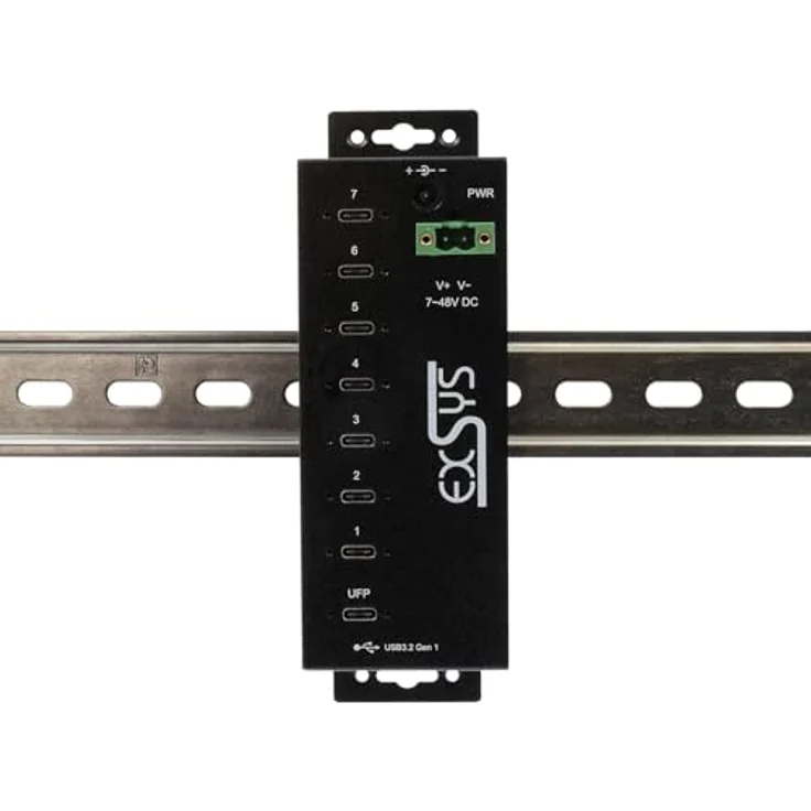 EXSYS EX-1537HMVS, Managed 7-Port USB-C 3.2 Gen 1 Metall HUB mit 15KV ESD Überspannungsschutz und 52.5 W Gesamtleistung – Bild 3