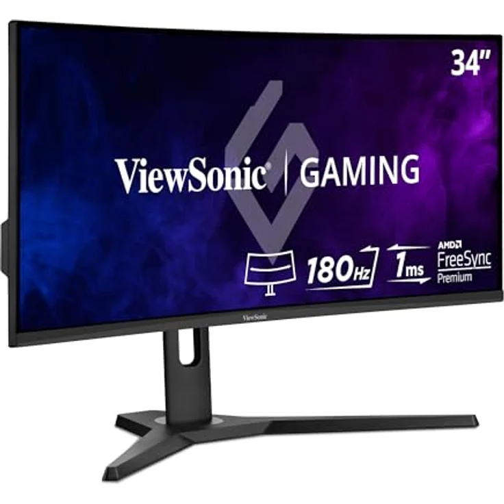 ViewSonic VX3418-2KPC 86,4 cm (34 Zoll) Curved Gaming Monitor (UWQHD, Adaptive Sync, 1 ms, 144 Hz, geringer Input Lag, Lautsprecher, höhenverstellbar) Schwarz – Bild 1