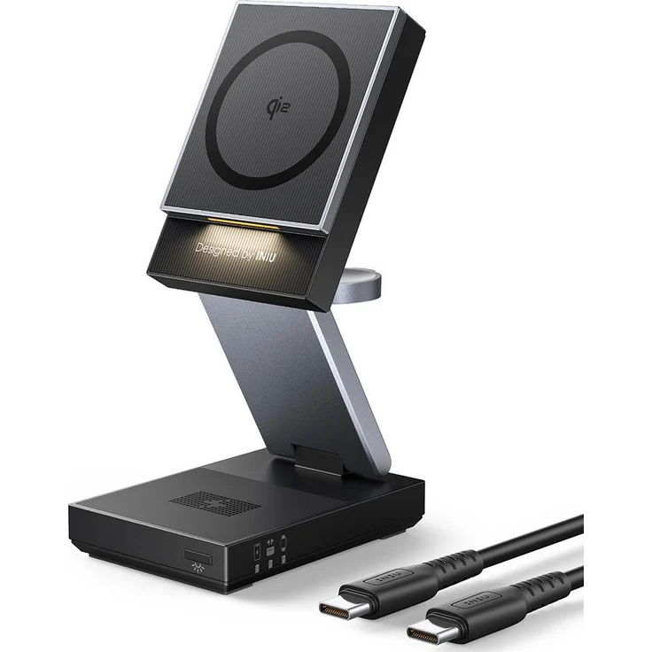 INIU 3-in-1 Qi2 MagPro Ladestation, 15W Wireless Charger für iPhone, Watch & TWS, Schwarz