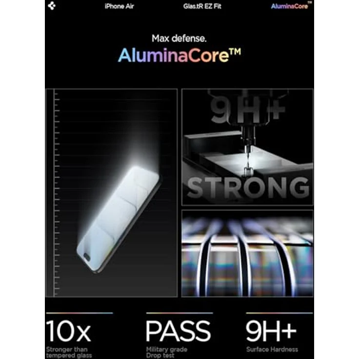 Spigen Glas.tR EZ Fit Schutzfolie für iPhone Air, 2 Stück, kratzfest, 9H Härte, inklusive Installationskit, kristallklar – Bild 4