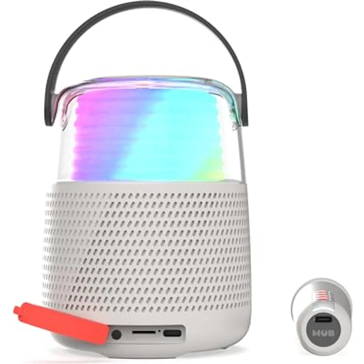 MOB Karaoke Lautsprecher KS-80 grau (5 h, Netzbetrieb, Akkubetrieb), Bluetooth Lautsprecher, Grau – Bild 4