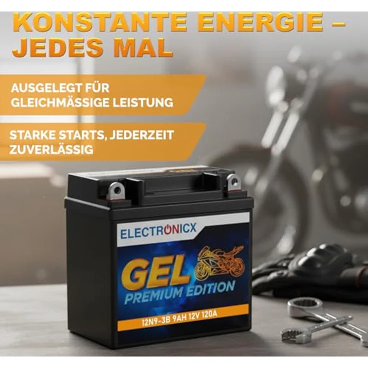 Electronicx GEL-12N9-3B, GEL Motorradbatterie 9Ah 12V für Motorrad, Roller und Quad – wartungsfrei, auslaufsicher, vibrationsfest – Bild 4